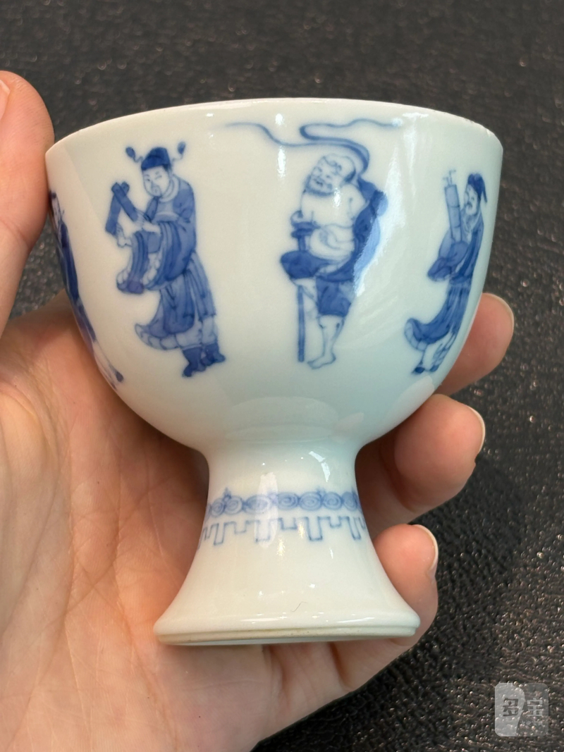 清中期 青花八仙过海高足杯 - 图3
